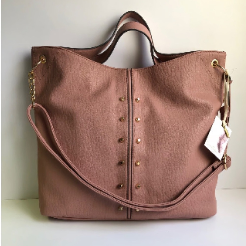 NWT ~ Jessica Simpson Dusty Rose Shoulder Bag with Bronze Details
